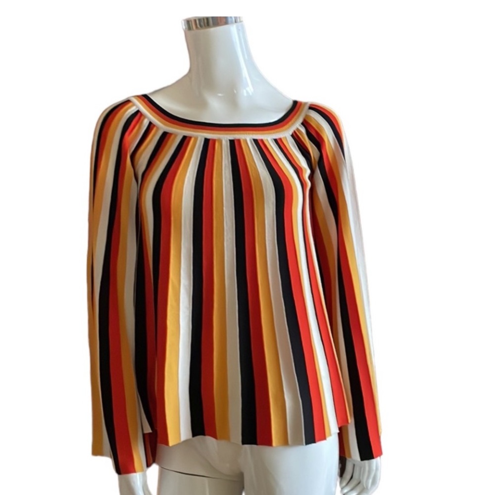 CHLOE BOLD stripeS Off/over the shoulder wool top S regular price 1590.$